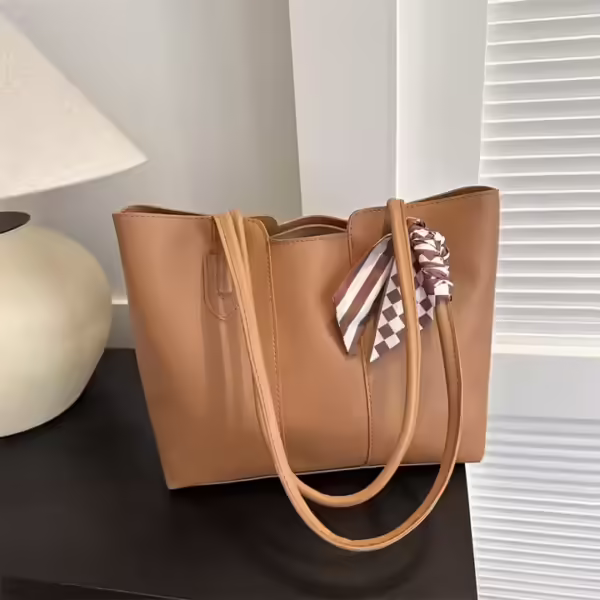 New Arrival Women's Shoulder Bag Luxury PU Lining Vintage Handbag Popular Large Capacity Tote Bags with Scarves