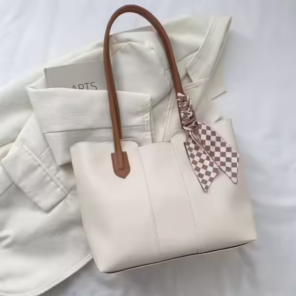 New Arrival Women's Shoulder Bag Luxury PU Lining Vintage Handbag Popular Large Capacity Tote Bags with Scarves - Image 5